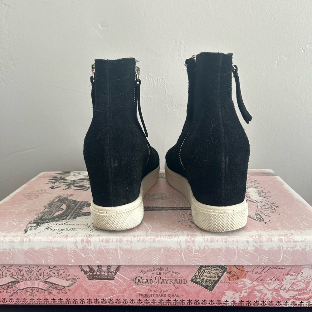 Steve Madden Black Suede Platform Ankle Sneakers - Picture 2 of 5
